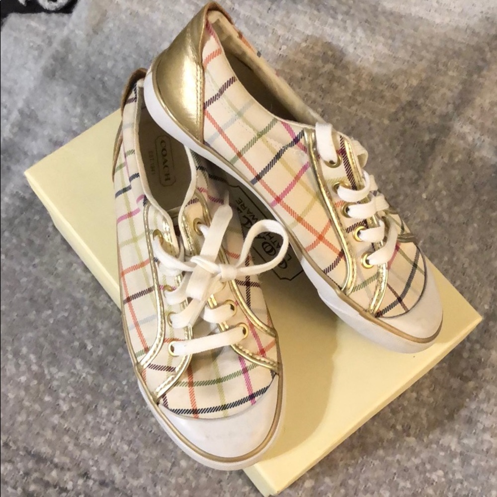 Coach Barrett shoes in ivory and multi/ gold